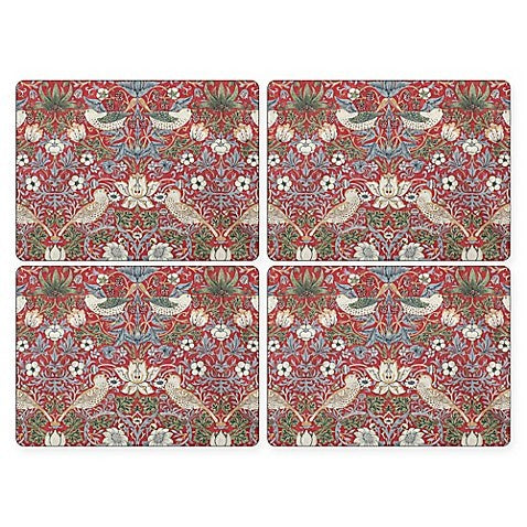 Pimpernel - Strawberry Thief Red 16x12" s/4 Mats - Britannia Kitchen & Home Calgary