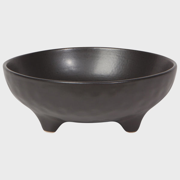 Black Stoneware Footed Bowl - 6"