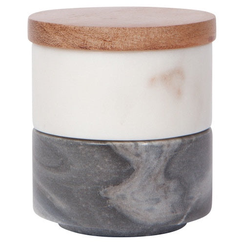 White and Slate Marble Salt Cellar