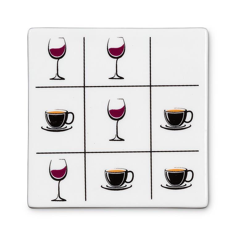 Tic Tac Toe Wine Coffee Coaster
