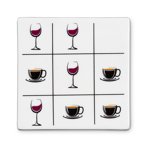 Tic Tac Toe Wine Coffee Coaster