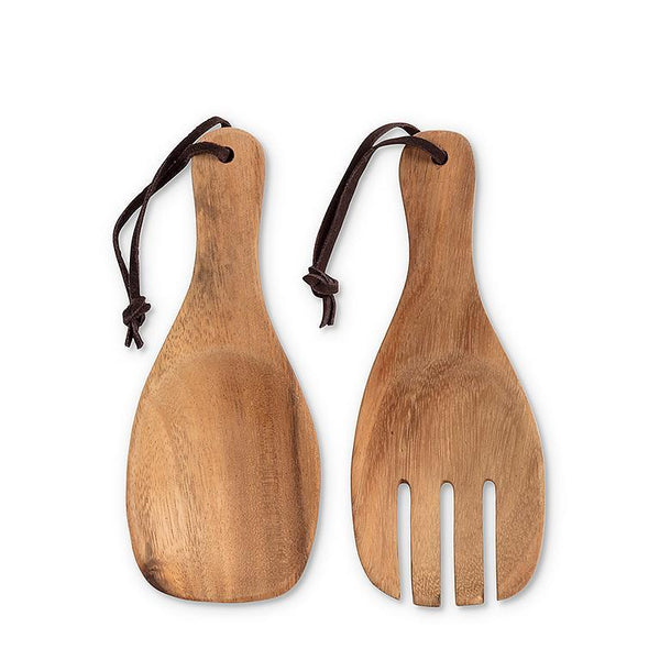 Natural Wood Short Scoop Servers